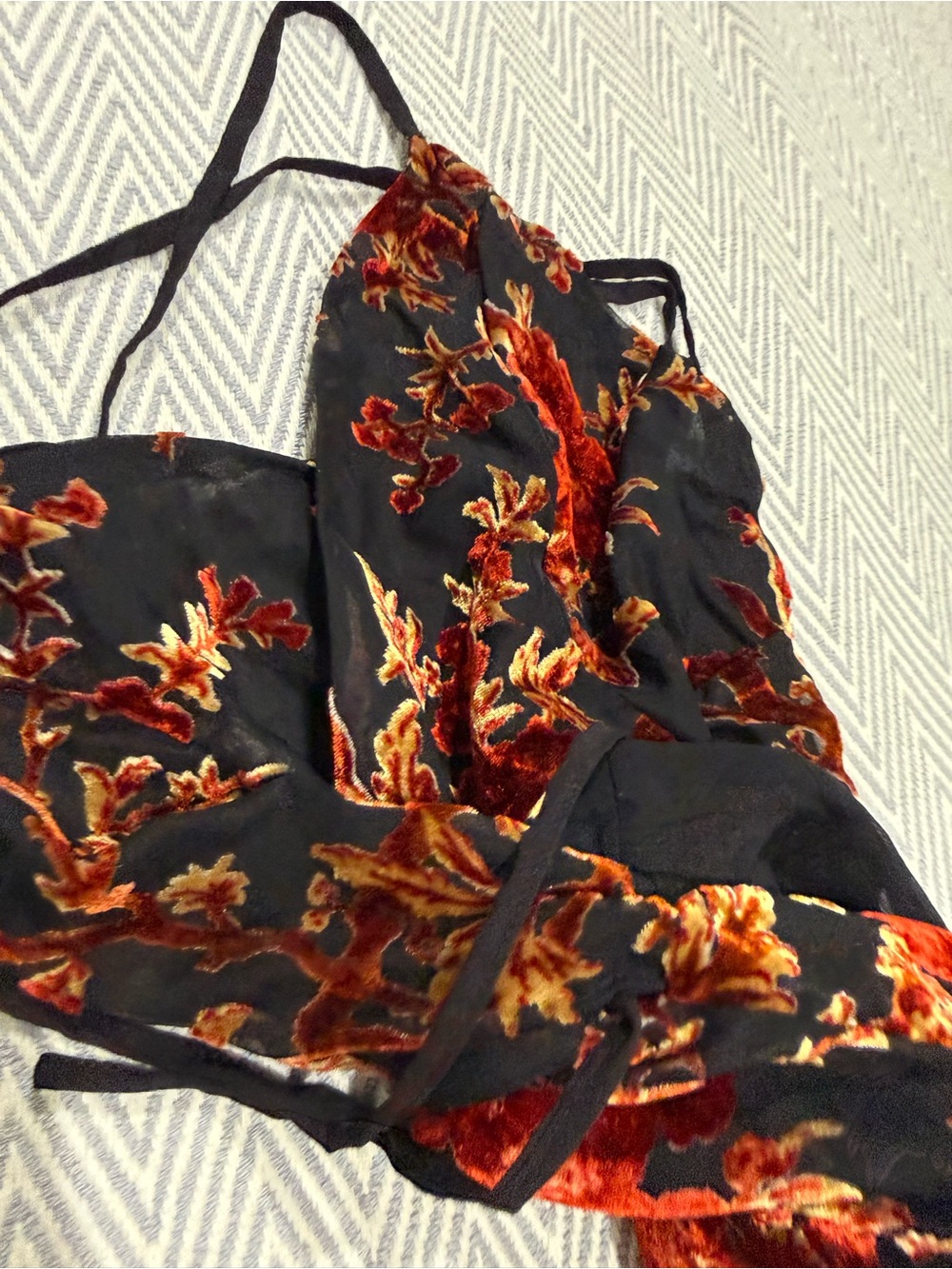 Tiger mist Floral Wrap Slip Dress with Side Slit - orange Floral